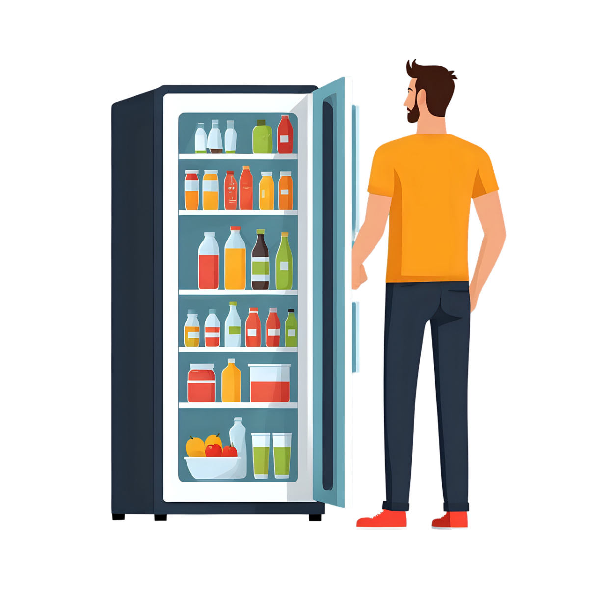 fridge, refrigerator, freezer, cold, appliance, fresh, food, modern, cooling, cool, cutout, nature, water, technology, cartoon, ai generated